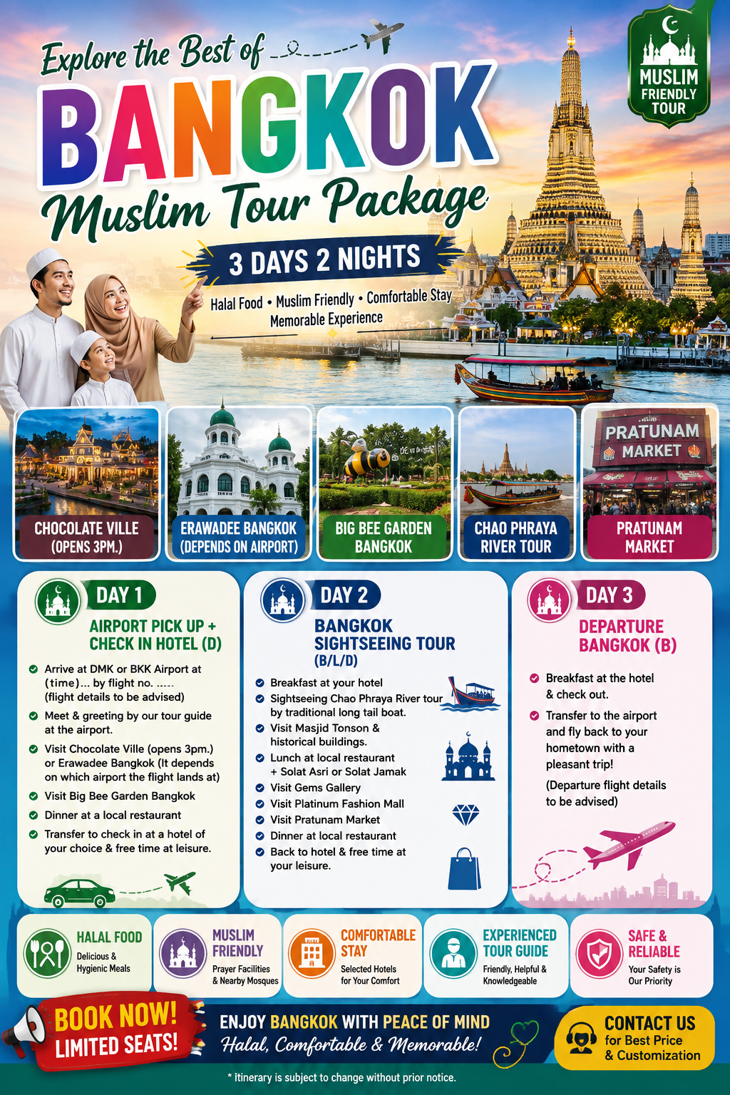 Bangkok Muslim tour package 3d2n
