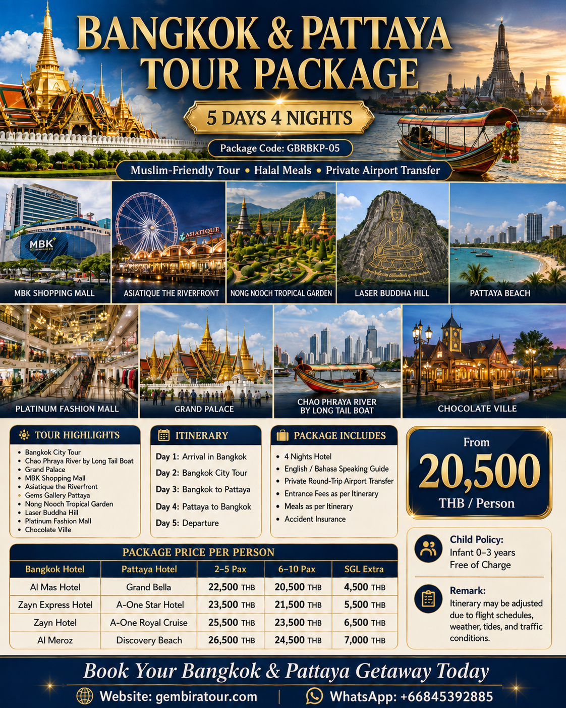 Bangkok pattaya halal tour package 5d4n